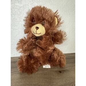 Fuzzy Friends Plush 8" Brown Sitting Teddy Bear with Bow Greenbrier Stuffed